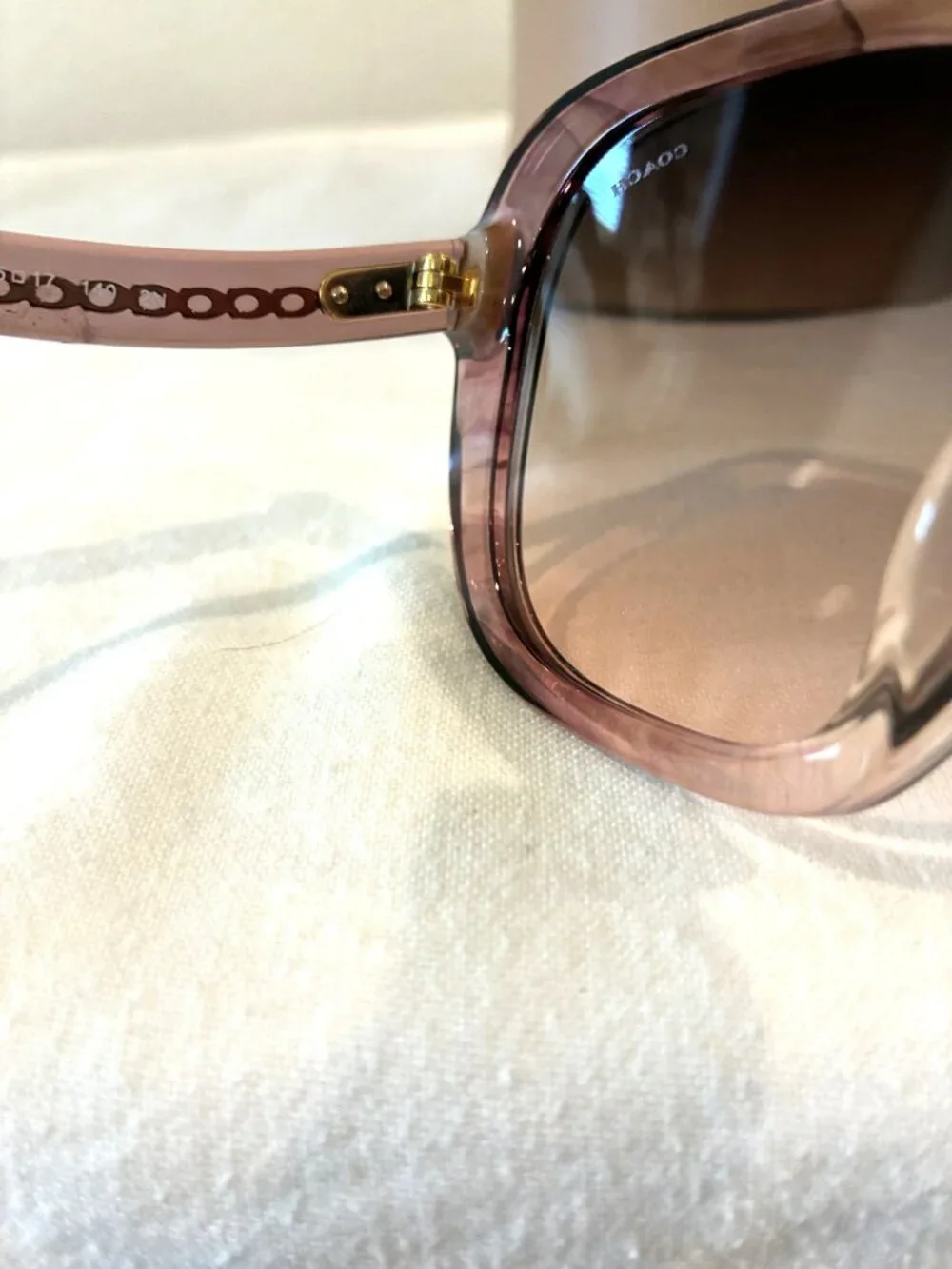 Coach HC8395U Square Sunglasses Translucent Pink Frame Brown Gradient With Case